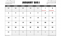 Free January 2021 Calendar UK Printable