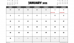 Free January 2021 Calendar UK Printable