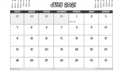 Free Printable July 2021 Calendar Canada