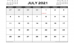 Printable July 2021 Calendar Canada