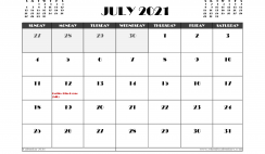 Free July 2021 Calendar UK Printable