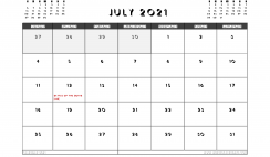 Printable July 2021 Calendar UK