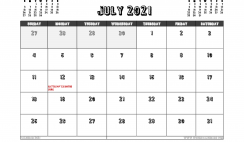 Free Printable July 2021 Calendar UK