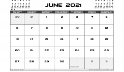 June 2021 Calendar Canada Printable