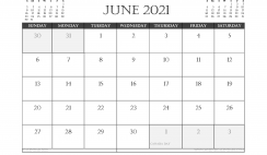 June 2021 Calendar Canada Printable