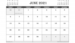 June 2021 Calendar UK Printable