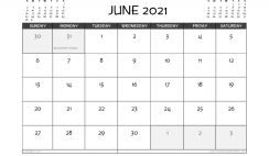 Free Printable June 2021 Calendar UK