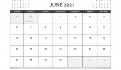 Free Printable June 2021 Calendar UK