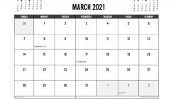 Printable March 2021 Calendar Canada