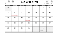 Free Printable March 2021 Calendar Canada