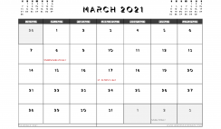 Printable March 2021 Calendar Canada