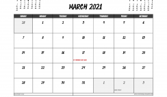 March 2021 Calendar UK Printable