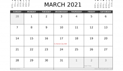 Free March 2021 Calendar UK Printable
