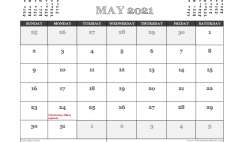 May 2021 Calendar Canada Printable