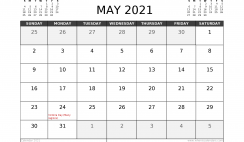 Free May 2021 Calendar Canada Printable