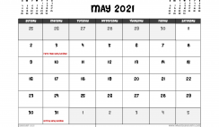Printable May 2021 Calendar UK