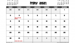 May 2021 Calendar UK Printable