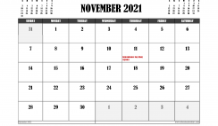 Free Printable November 2021 Calendar Canada