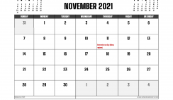 November 2021 Calendar Canada Printable