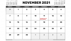 November 2021 Calendar Canada with Holidays