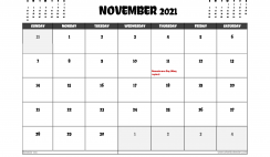 Free November 2021 Calendar Canada Printable