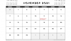 Printable November 2021 Calendar Canada