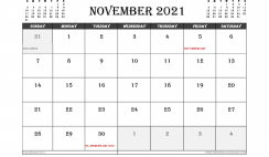 November 2021 Calendar UK Printable