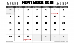 November 2021 Calendar UK with Holidays