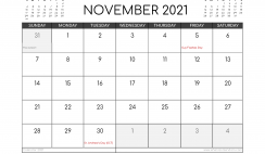 Free November 2021 Calendar UK Printable