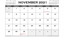 Printable November 2021 Calendar UK