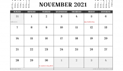 Free Printable November 2021 Calendar UK