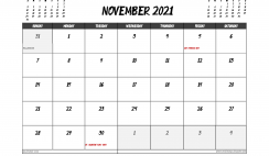 November 2021 Calendar UK Printable