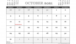 October 2021 Calendar Canada Printable