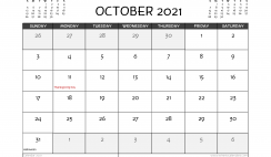 Free Printable October 2021 Calendar Canada