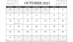 October 2021 Calendar Canada with Holidays