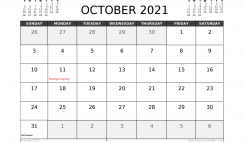 Free October 2021 Calendar Canada Printable