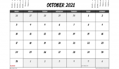 October 2021 Calendar UK Printable