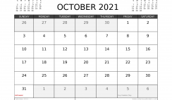 Free October 2021 Calendar UK Printable