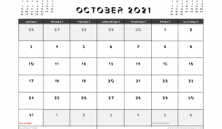 Printable October 2021 Calendar UK
