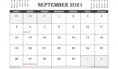 September 2021 Calendar Canada Printable