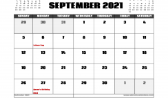 September 2021 Calendar Canada with Holidays