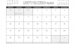 Free September 2021 Calendar UK Printable