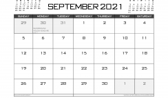 Printable September 2021 Calendar UK