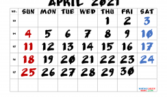 Calendar April 2021 Printable Free