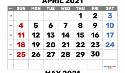 April 2021 Calendar Printable Free