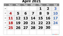 Editable April 2021 Calendar