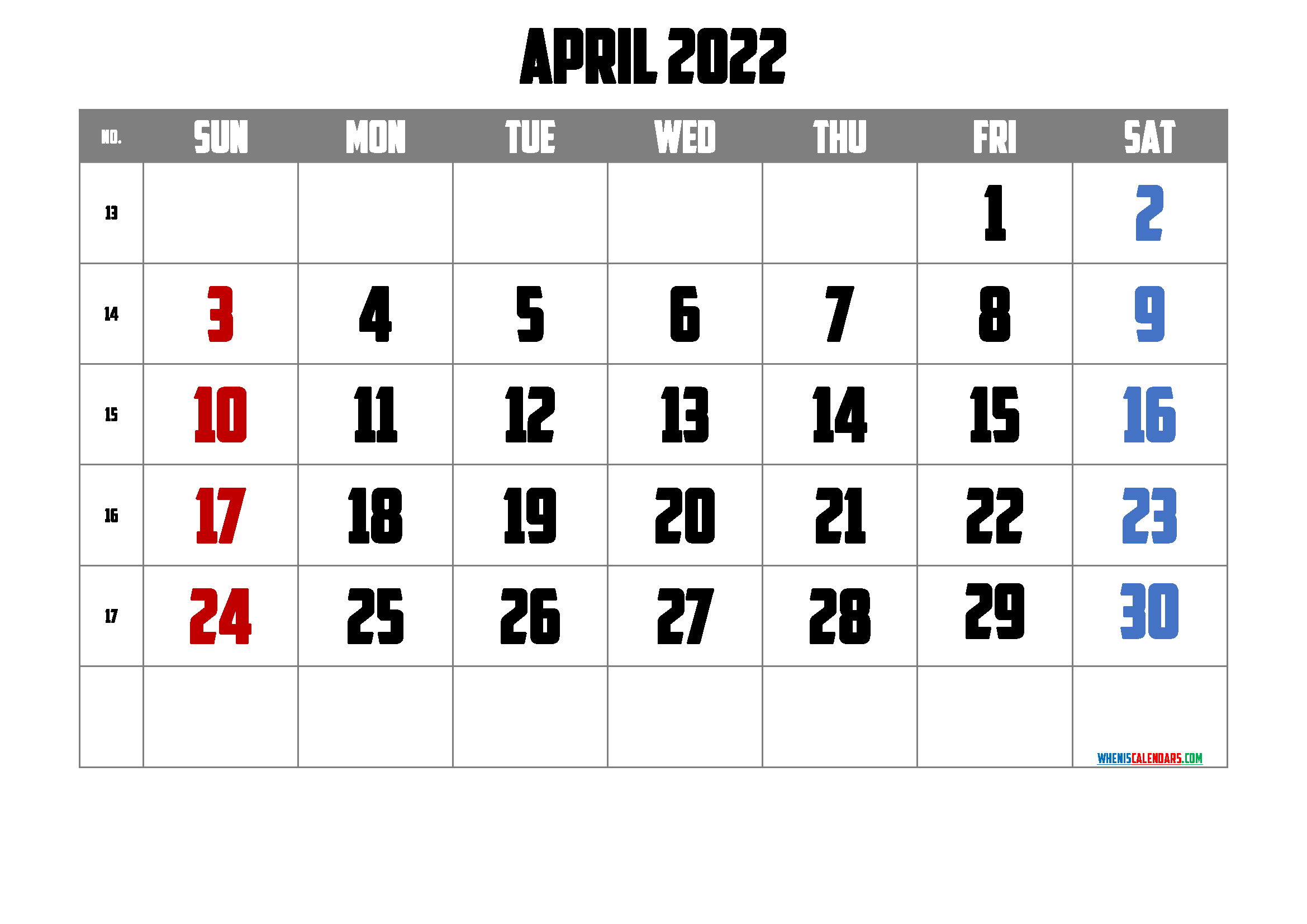 Cute April 2022 Calendar