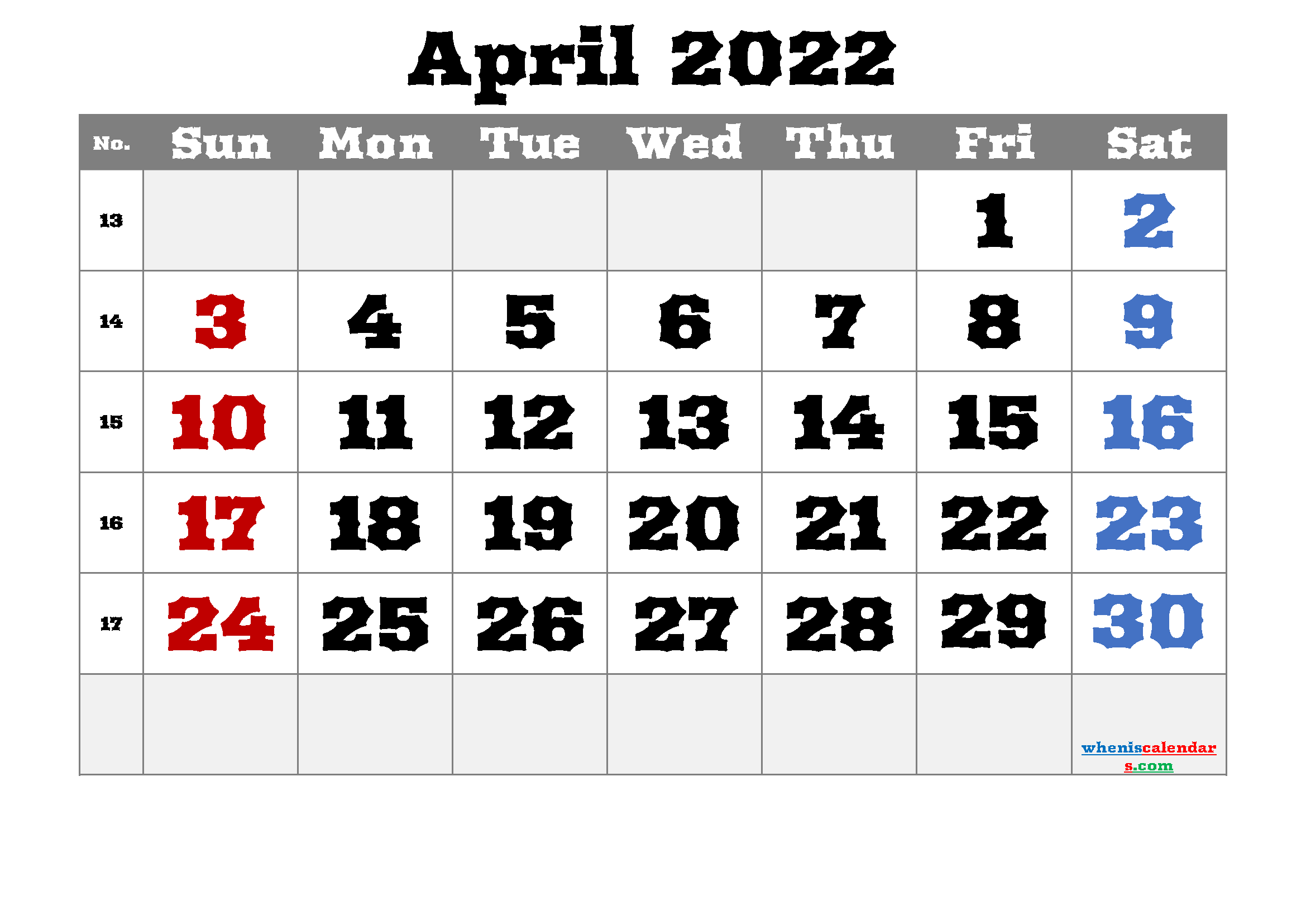 Printable April 2022 Calendar Free 12 Templates – Free Printable 2021 ...