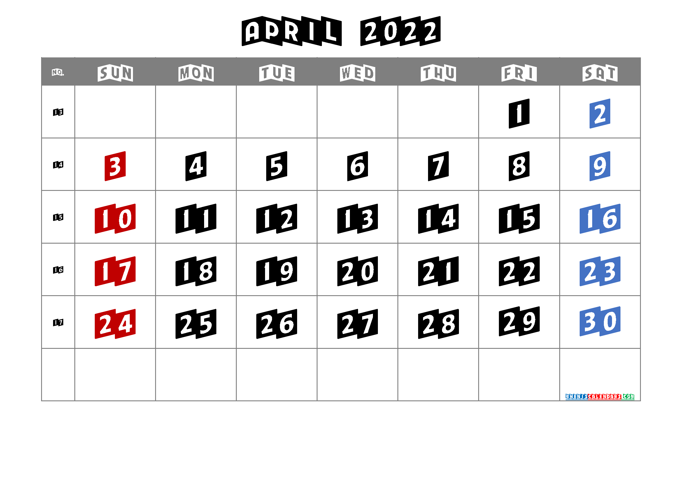 Cute April 2022 Calendar