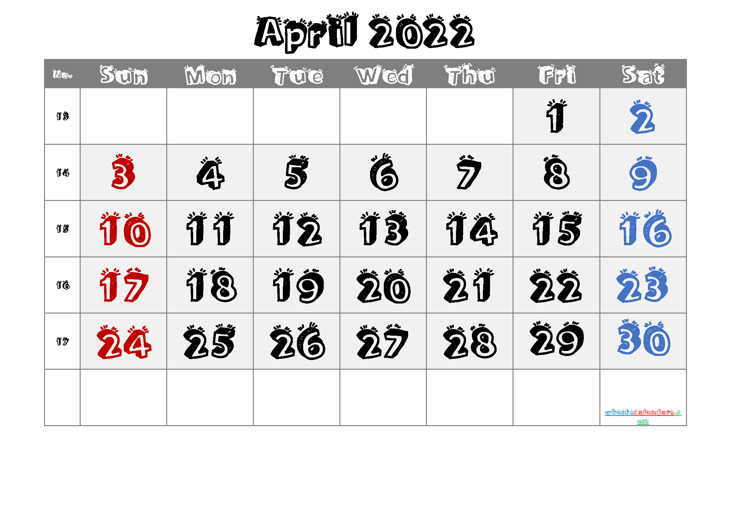Free April 2022 Calendar Cute